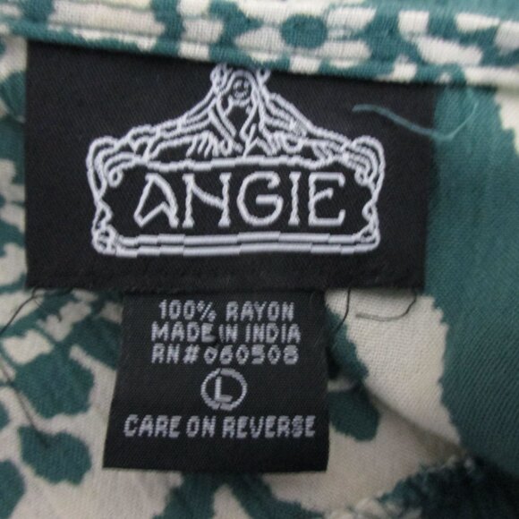 Angie Green Floral Peasant Sleeve & Boho Inspired Blouse Top Romantic Size L - Picture 6 of 8